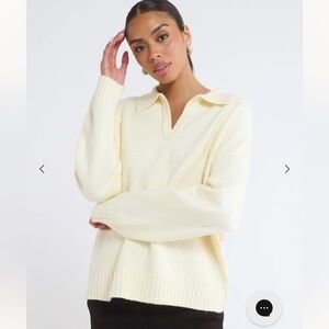 Rumored Cream V-Neck Open-Front Women's Sweater